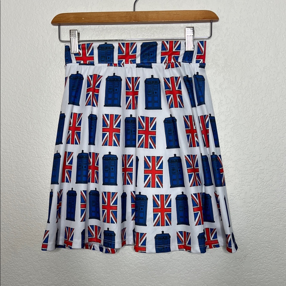 Her Universe Blue and Red TARDIS A-Line Skirt British London XS